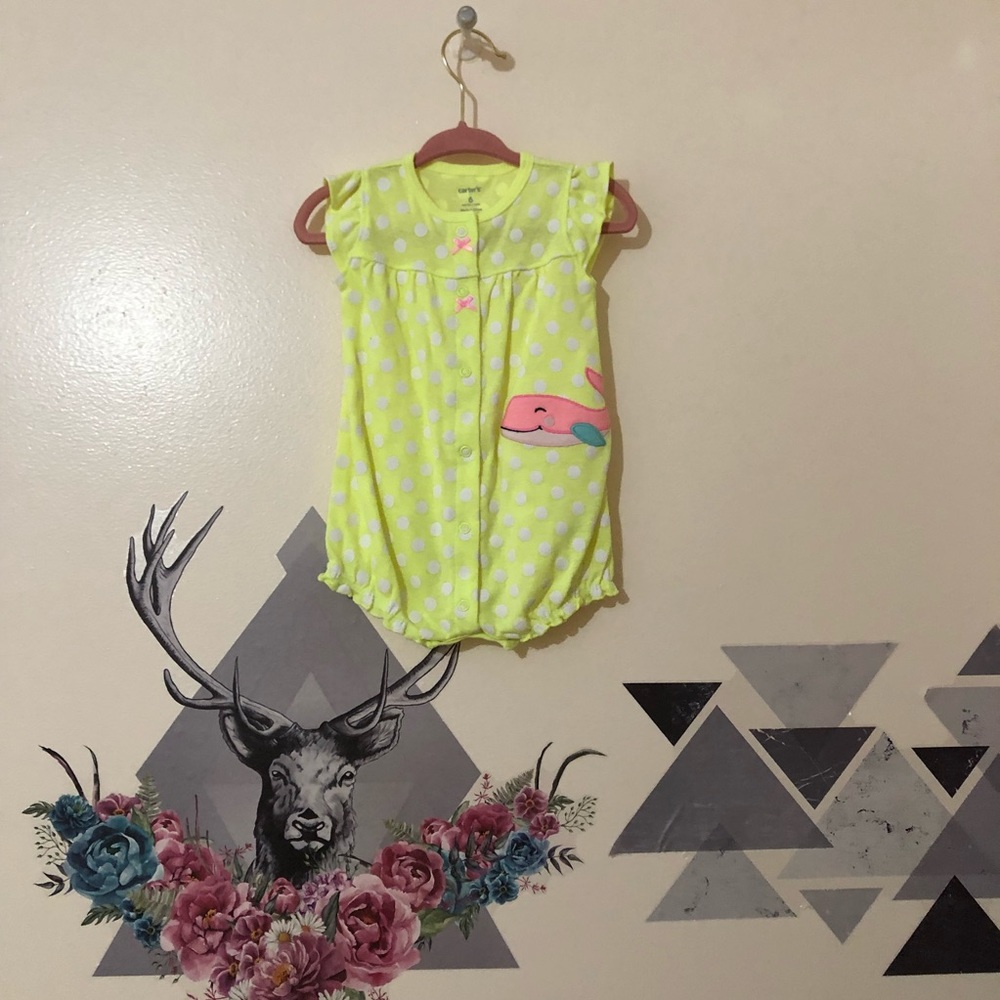 Carters | Neon Yellow Polka Dot Onesie sz 6m